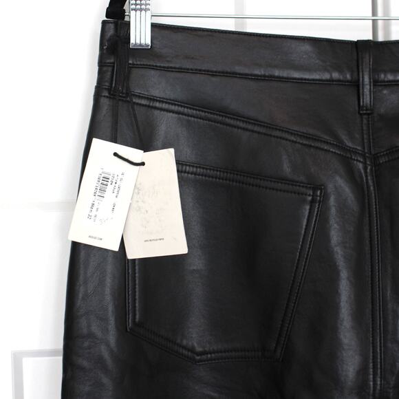 AGOLDE 90s Pinch Waist Recycled Leather Pants Detox Black Straight Leg NEW Sz 32 - Picture 5 of 8